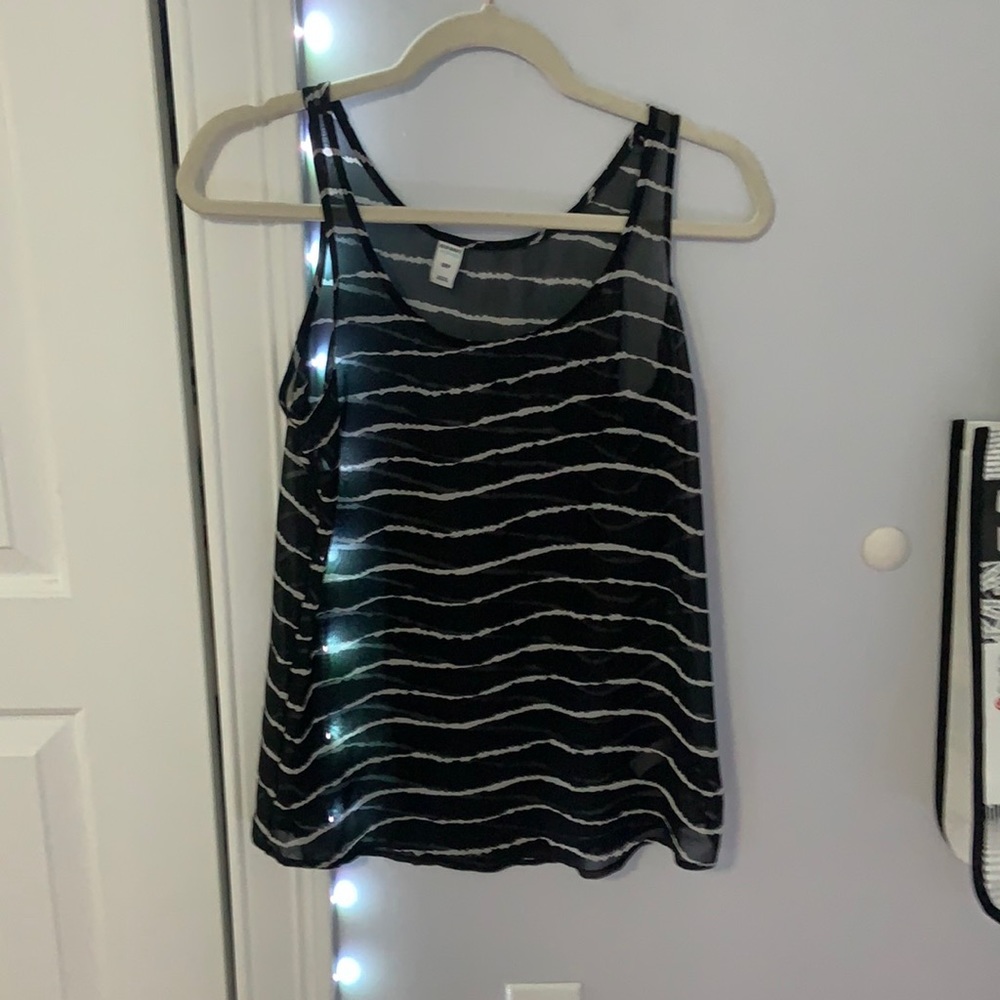 Black and white striped over shirt tank top